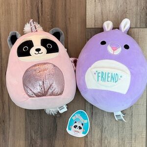 Squishmallows Rocky unicorn Pink Raccoon and Purple Bunny Kiki